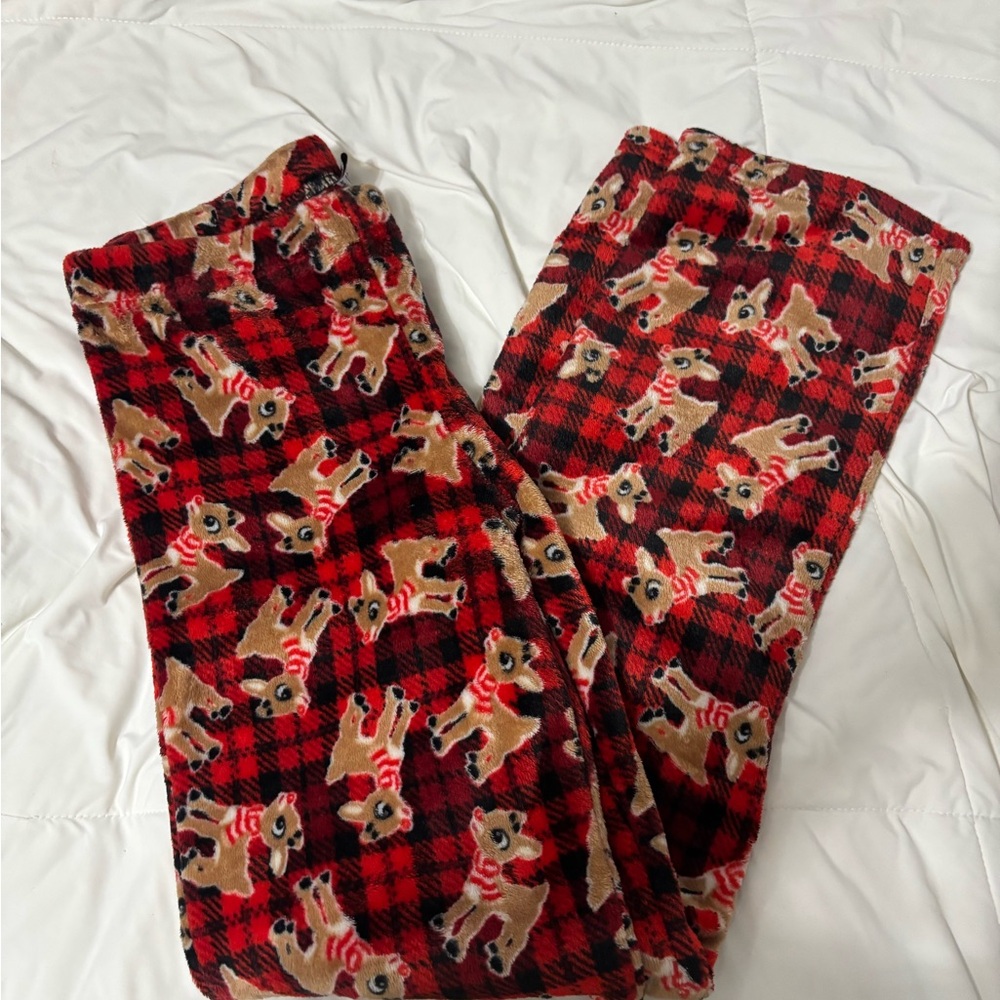 Red Plaid Reindeer Pajama Pants